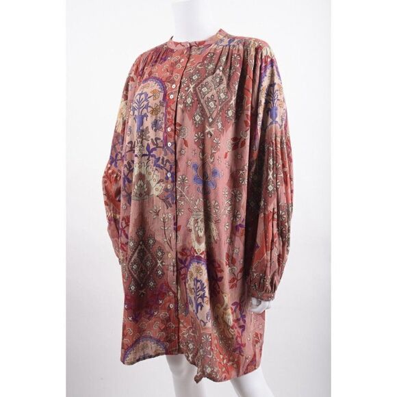 Chufy Womens Ghita Mini Dress M Multi-Color Pink Printed Blouson Sleeve Romania - Picture 4 of 7